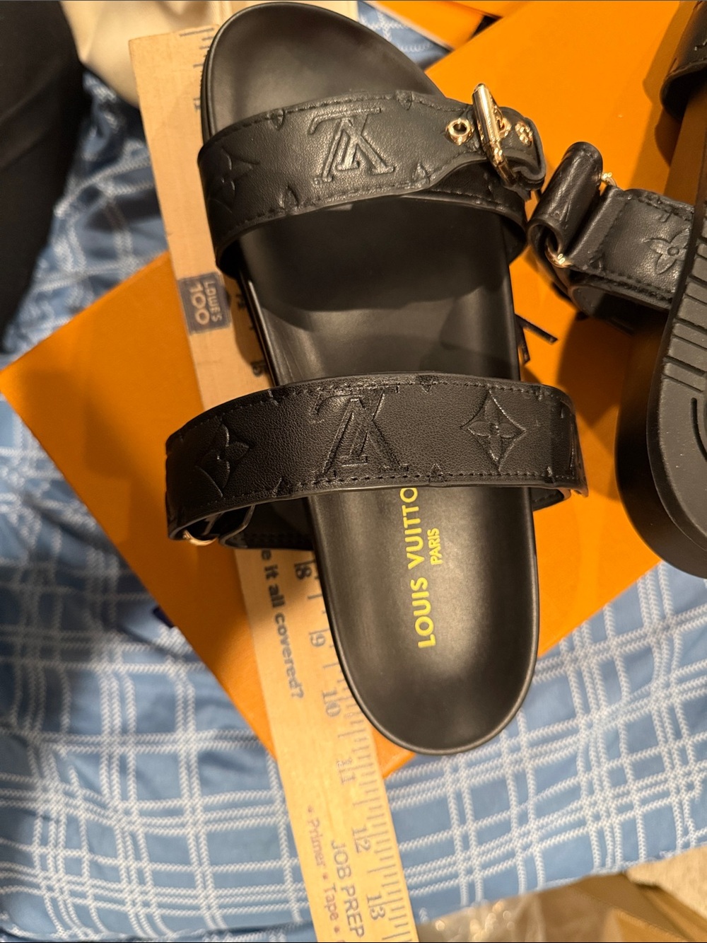 Louis Vuitton in Black Monogram Buckle Slide Sandals - Picture 6 of 7